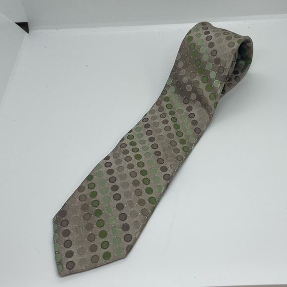 Calvin Klein Green and Brown Tie Polka Dot Pattern Career Office Necktie NWT - Picture 6 of 6